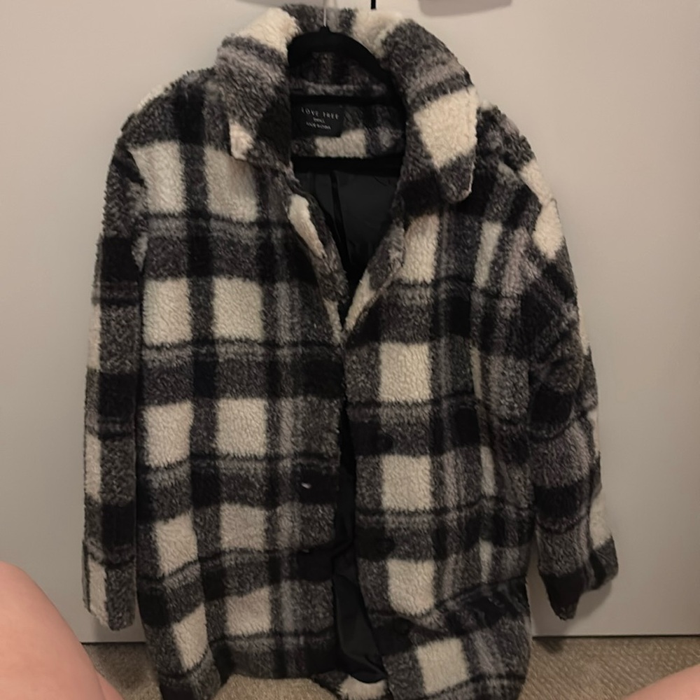 Fuzzy trench coat